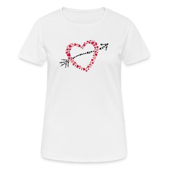 Großes Herz mit Pfeil aus vielen Herzen - Frauen T-Shirt atmungsaktiv - Weiß - Vorne - AI Model Female 172 dark (172cm)