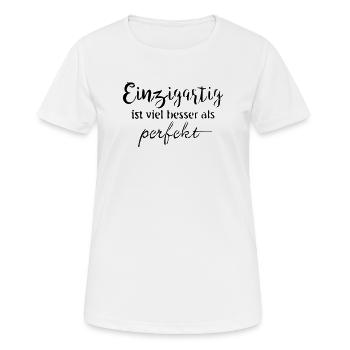 Einzigartig - Frauen T-Shirt atmungsaktiv - Weiß - Vorne - AI Model Female 172 dark (172cm)