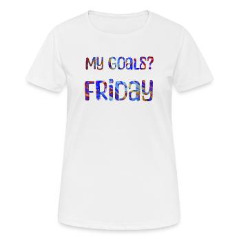 Mes objectifs ? Vendredi - Mon objectif? Vendredi - T-shirt respirant Femme - blanc - Devant - AI Model Female 172 dark (172cm)