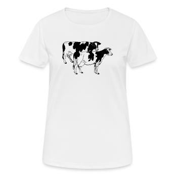 Zwei Kühe schwarz und weiß - Frauen T-Shirt atmungsaktiv - Weiß - Vorne - AI Model Female 172 dark (172cm)