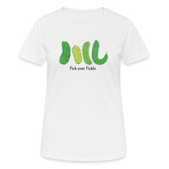 Choisissez votre cornichon : Art du concombre vert - T-shirt respirant Femme - blanc - Devant - AI Model Female 172 dark (172cm)