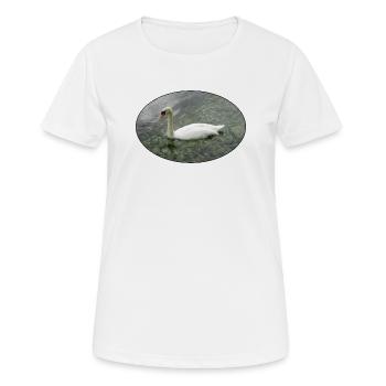 Un cygne nageant. - T-shirt respirant Femme - blanc - Devant - AI Model Female 172 dark (172cm)