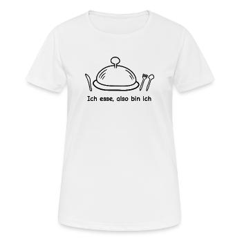 Ich esse, also bin ich - Frauen T-Shirt atmungsaktiv - Weiß - Vorne - AI Model Female 172 dark (172cm)