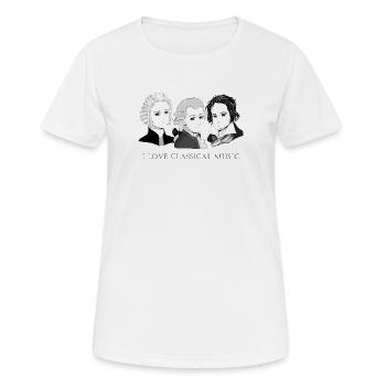 Bach - Mozart - Beethoven im Chibi-Style - Frauen T-Shirt atmungsaktiv - Weiß - Vorne - AI Model Female 172 dark (172cm)
