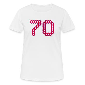 70. 70 ANS. 70e ANNIVERSAIRE. ANNIVERSAIRE 70 ANS. - T-shirt respirant Femme - blanc - Devant - AI Model Female 172 dark (172cm)