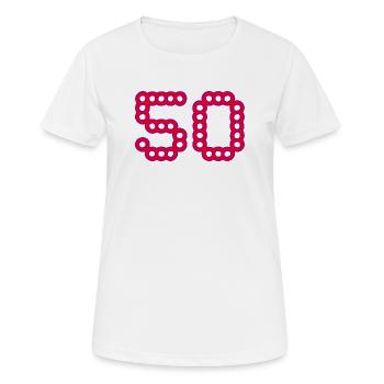 50. 50 ANS. 50e ANNIVERSAIRE. ANNIVERSAIRE 50 ANS. - T-shirt respirant Femme - blanc - Devant - AI Model Female 172 dark (172cm)