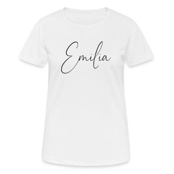 Emilia / Conception d’écriture manuscrite personnalisée - T-shirt respirant Femme - blanc - Devant - AI Model Female 172 dark (172cm)