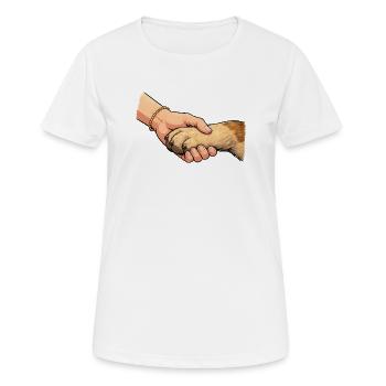 Poignée de main amie des pattes - T-shirt respirant Femme - blanc - Devant - AI Model Female 172 dark (172cm)