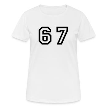 Number - 67 - Sixty Seven - Women's Breathable T-Shirt - white - Front - AI Model Female 172 dark (172cm)
