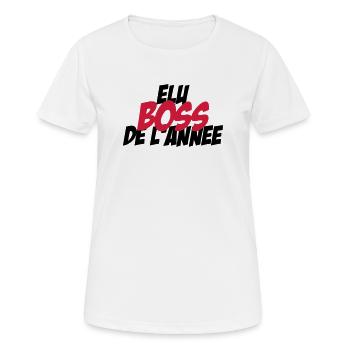 Elu B.O.S.S de l'année ! - T-shirt respirant Femme - blanc - Devant - AI Model Female 172 dark (172cm)