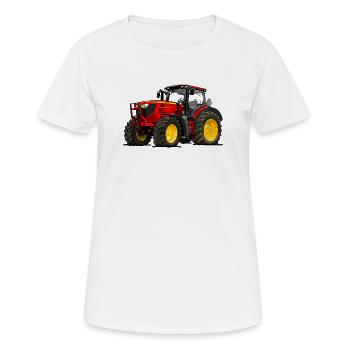 Tracteur rouge - T-shirt respirant Femme - blanc - Devant - AI Model Female 172 dark (172cm)