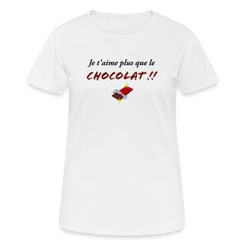JE T AIME PLUS que le chocolat - T-shirt respirant Femme - blanc - Devant - AI Model Female 172 dark (172cm)