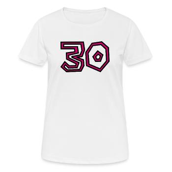 30. 30 YEARS. 30th ANNIVERSARY. 30 YEARS ANNIVERSARY. - Women's Breathable T-Shirt - white - Front - AI Model Female 172 dark (172cm)