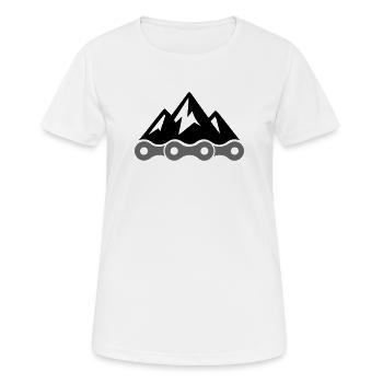 Logo de vélo de gravier – Chaîne de vélo avec silhouette de montagne - T-shirt respirant Femme - blanc - Devant - AI Model Female 172 dark (172cm)