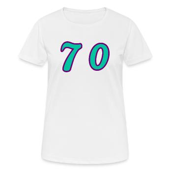 70. 70 ANS. 70e ANNIVERSAIRE. ANNIVERSAIRE 70 ANS. - T-shirt respirant Femme - blanc - Devant - AI Model Female 172 dark (172cm)