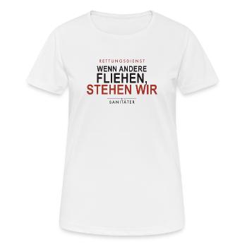Rettungsdienst Mut am Einsatz - Frauen T-Shirt atmungsaktiv - Weiß - Vorne - AI Model Female 172 dark (172cm)
