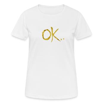 OK Glitter Handwriting Gold on Black - Women's Breathable T-Shirt - white - Front - AI Model Female 172 dark (172cm)