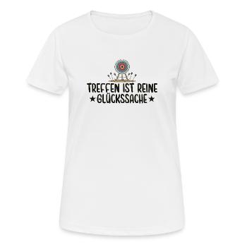 Bogenschießen Treffen ist reine Glückssache - Frauen T-Shirt atmungsaktiv - Weiß - Vorne - AI Model Female 172 dark (172cm)