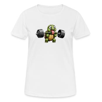 Turtle with Dumbbell Comic Bodybuilding - Women's Breathable T-Shirt - white - Front - AI Model Female 172 dark (172cm)