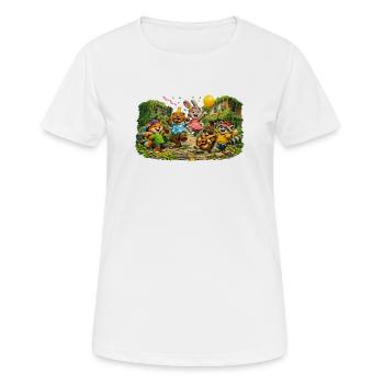 Cheerful animal friends party procession - Women's Breathable T-Shirt - white - Front - AI Model Female 172 dark (172cm)