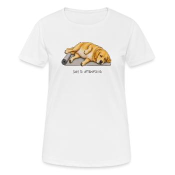 Golden Retriever Yoga Dog Day 3 Attempting - Women's Breathable T-Shirt - white - Front - AI Model Female 172 dark (172cm)
