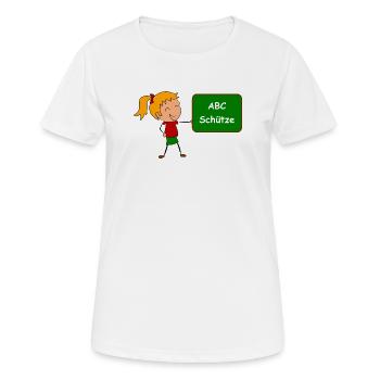 Einschulung ABC Schütze - Frauen T-Shirt atmungsaktiv - Weiß - Vorne - AI Model Female 172 dark (172cm)