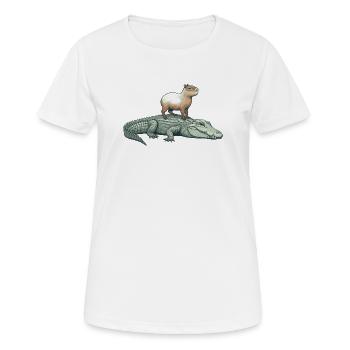 Capy & Croc Dreamteam - Frauen T-Shirt atmungsaktiv - Weiß - Vorne - AI Model Female 172 dark (172cm)