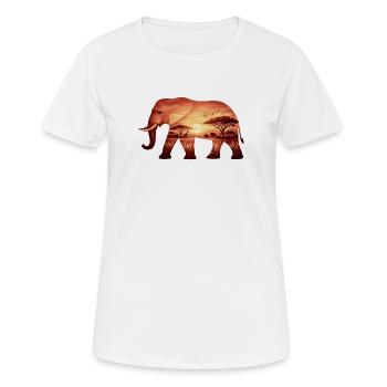 Elefant auf Savanne - Frauen T-Shirt atmungsaktiv - Weiß - Vorne - AI Model Female 172 dark (172cm)