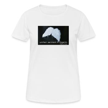 Engelflügel Psalm 91:4 - Frauen T-Shirt atmungsaktiv - Weiß - Vorne - AI Model Female 172 dark (172cm)