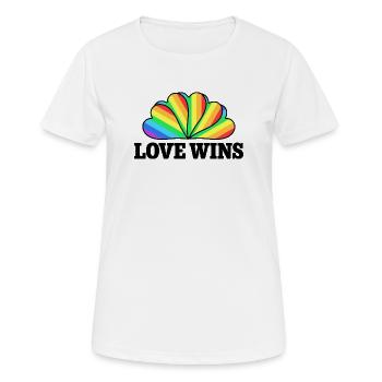 Love Wins - Regenbogen Statement Design - Frauen T-Shirt atmungsaktiv - Weiß - Vorne - AI Model Female 172 dark (172cm)