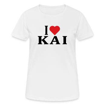 nom du t-shirt J’adore l’idée cadeau du t-shirt Kai - T-shirt respirant Femme - blanc - Devant - AI Model Female 172 dark (172cm)