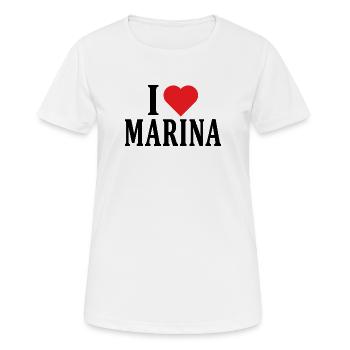 name t-shirt I love Marina t-shirt gift idea - Women's Breathable T-Shirt - white - Front - AI Model Female 172 dark (172cm)