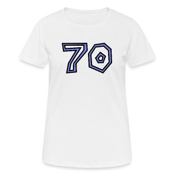 70. 70 ANS. 70e ANNIVERSAIRE. ANNIVERSAIRE 70 ANS. - T-shirt respirant Femme - blanc - Devant - AI Model Female 172 dark (172cm)