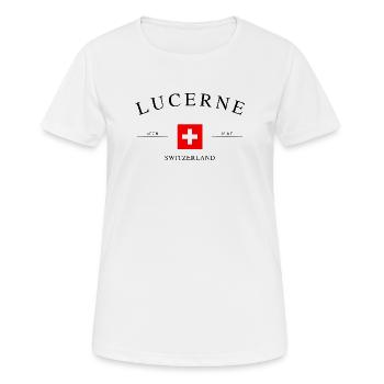 Lucerne, Suisse – Souvenir et cadeau des Fêtes - T-shirt respirant Femme - blanc - Devant - AI Model Female 172 dark (172cm)
