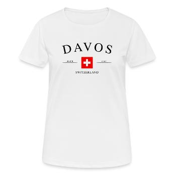 Davos, Suisse – Souvenir et cadeau des Fêtes - T-shirt respirant Femme - blanc - Devant - AI Model Female 172 dark (172cm)