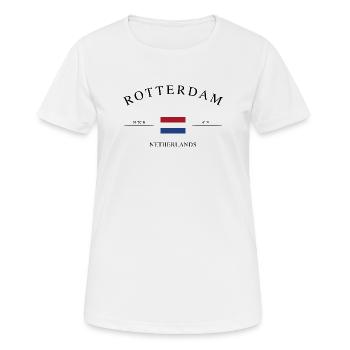 Rotterdam Niederlande – Urlaub Souvenir & Geschenk - Frauen T-Shirt atmungsaktiv - Weiß - Vorne - AI Model Female 172 dark (172cm)