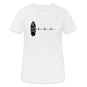 Surfboard Surfboard Surfer ECG Heartbeat - Women's Breathable T-Shirt - white - Front - AI Model Female 172 dark (172cm)
