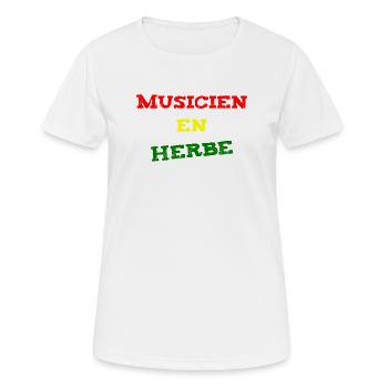 BUDDING MUSICIAN! (reggae, ska, dub) - Women's Breathable T-Shirt - white - Front - AI Model Female 172 dark (172cm)