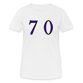 70. 70 ANS. 70e ANNIVERSAIRE. ANNIVERSAIRE 70 ANS. - T-shirt respirant Femme - blanc - Devant - AI Model Female 172 dark (172cm)