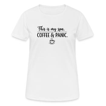 Kaffee- und Panik-Spa - Frauen T-Shirt atmungsaktiv - Weiß - Vorne - AI Model Female 172 dark (172cm)