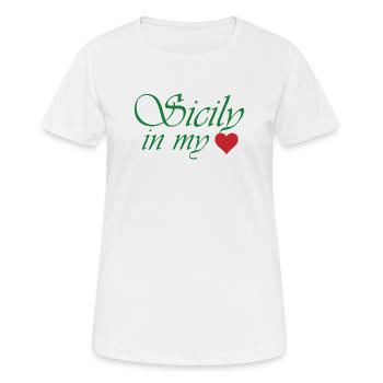 Sizilien in meinem Herzen - Frauen T-Shirt atmungsaktiv - Weiß - Vorne - AI Model Female 172 dark (172cm)