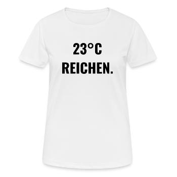 23°C reichen. - Frauen T-Shirt atmungsaktiv - Weiß - Vorne - AI Model Female 172 dark (172cm)