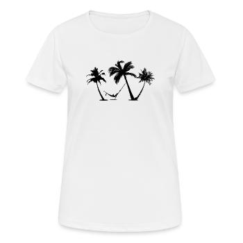 Holiday under palm trees in a hammock - Women's Breathable T-Shirt - white - Front - AI Model Female 172 dark (172cm)