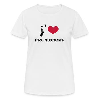 J'aime ma Maman - T-shirt respirant Femme - blanc - Devant - AI Model Female 172 dark (172cm)