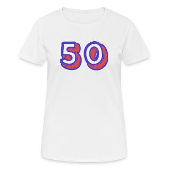 50. 50 ANS. 50e ANNIVERSAIRE. ANNIVERSAIRE 50 ANS. - T-shirt respirant Femme - blanc - Devant - AI Model Female 172 dark (172cm)