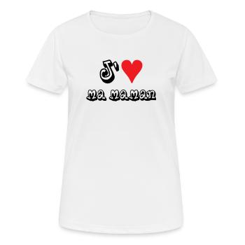 J'aime ma maman - T-shirt respirant Femme - blanc - Devant - AI Model Female 172 dark (172cm)