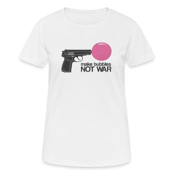 Make Bubbles Not War - Funny Ironic Gun - Women's Breathable T-Shirt - white - Front - AI Model Female 172 dark (172cm)