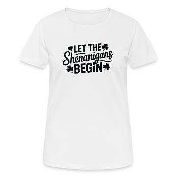 Shenanigans Begin Shamrock Script - Women's Breathable T-Shirt - white - Front - AI Model Female 172 dark (172cm)