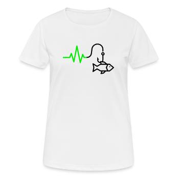 ECG Heart Rate Fish Hook Outline - Women's Breathable T-Shirt - white - Front - AI Model Female 172 dark (172cm)