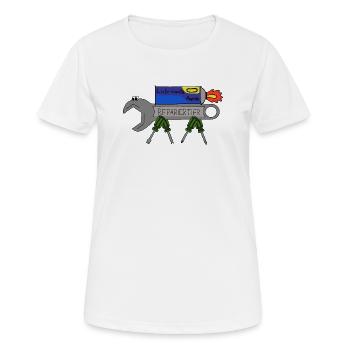 ReparierTier mit LubriFast - Frauen T-Shirt atmungsaktiv - Weiß - Vorne - AI Model Female 172 dark (172cm)
